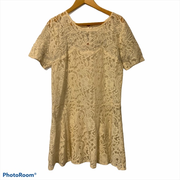 FREE PEOPLE Ivory Comb Beautiful Dreamer Dress L - Picture 6 of 15